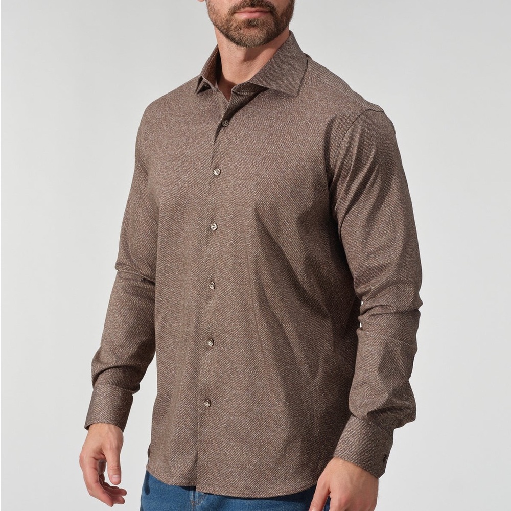 Garnet Men’s Brown Button Down Shirt Medium NWT